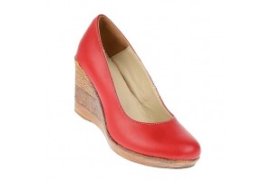 Pantofi dama casual din piele naturala cu platforma de 7 cm - MARA ROSU P3550RED